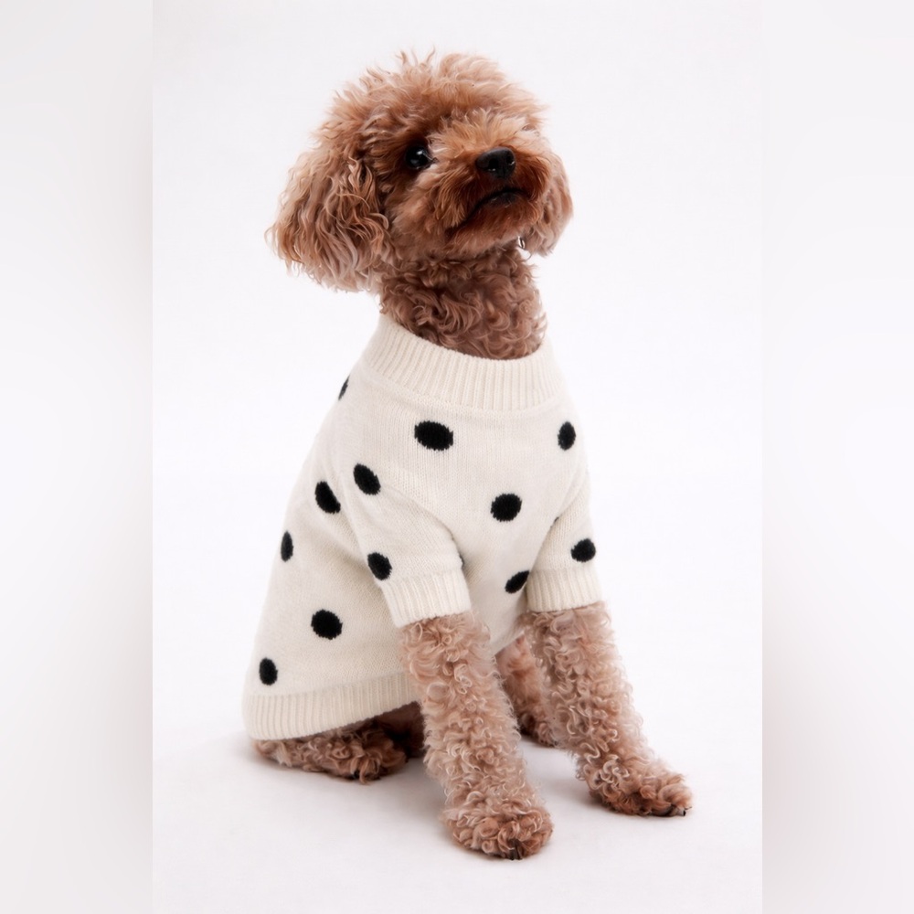 NWT - Gap CashSoft Pet Sweater in Black & White Polka Dot Size Small